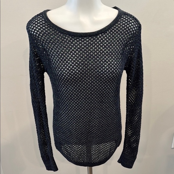 Trouvé XS Black Metallic Mesh Long Sleeve Sweater - Picture 4 of 8